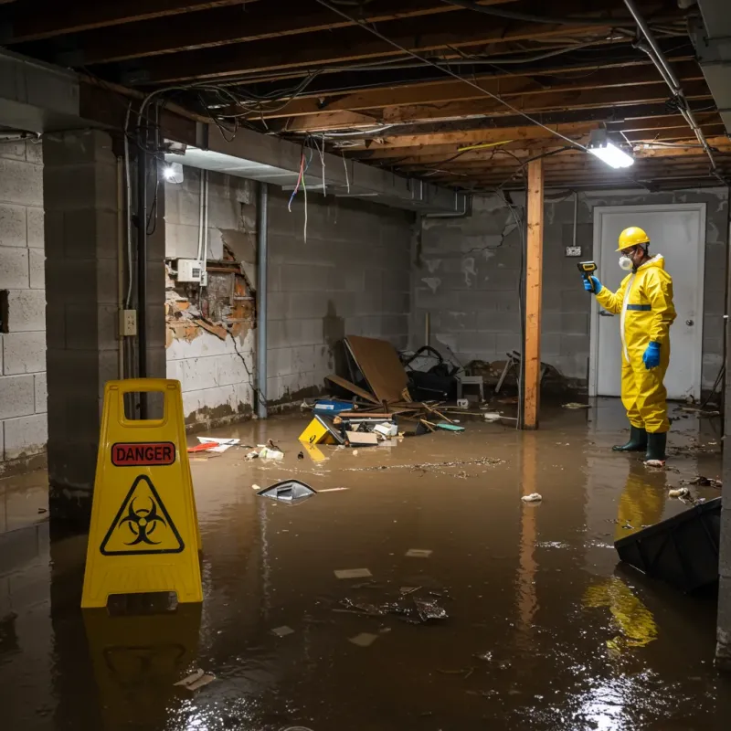 Flooded Basement Electrical Hazard in Jonesville, NC Property